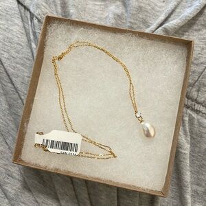 Organic Pearl 14k plated 17” necklace